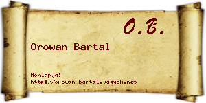 Orowan Bartal névjegykártya